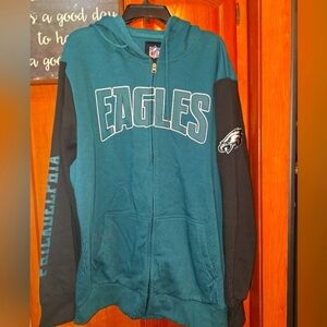 NFL Philadelphia Eagles Teal and Black Zip-Up Hoodie In A Mens 2XL. NWT
